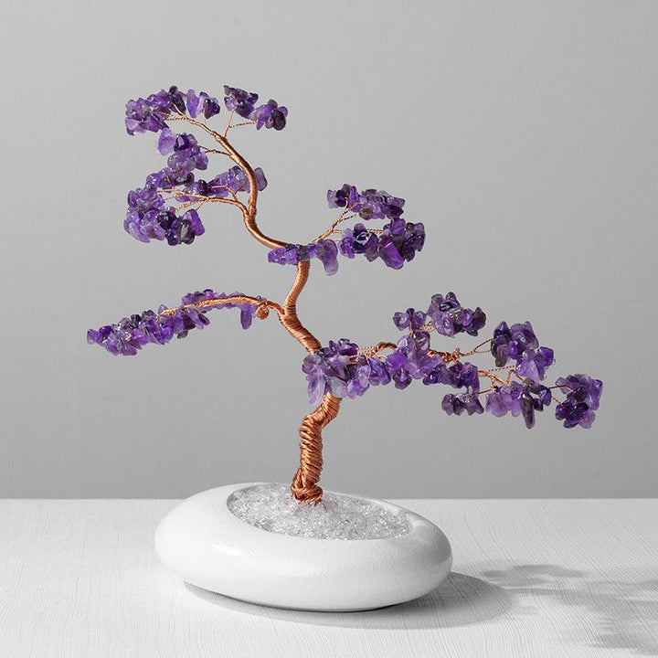amethyst crystal wealth tree with welcome pine bonsai