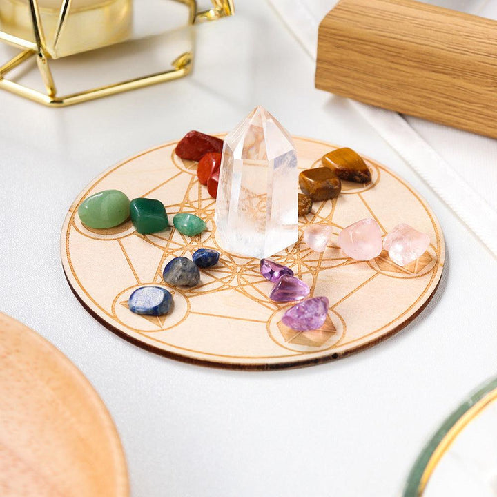 natural gemstone seven star crystal grid set