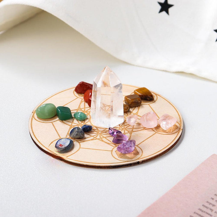 natural gemstone seven star crystal grid set