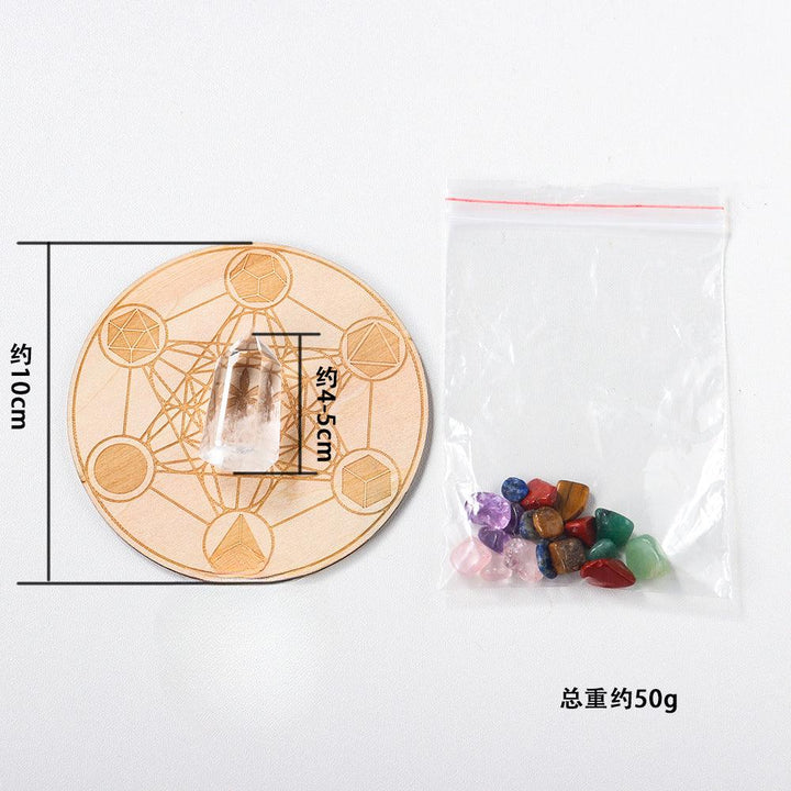 size of natural gemstone seven star crystal grid set