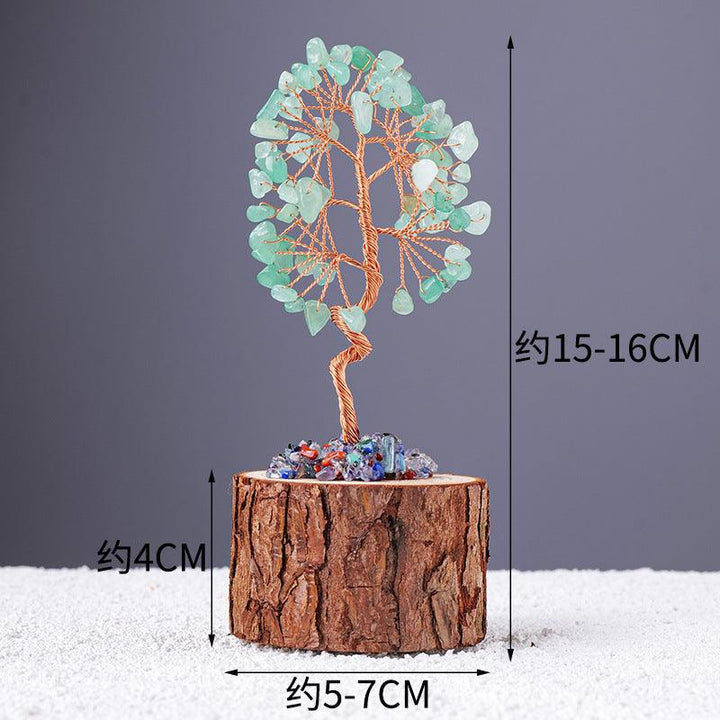 size of natural gemstone stump base crystal bonsai tree