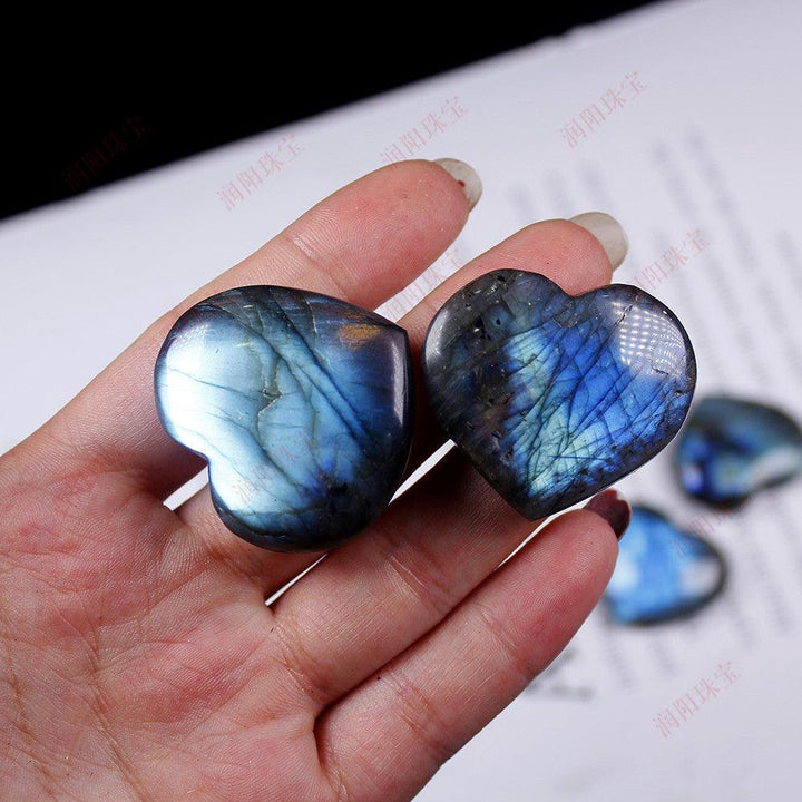 3-4cm natural labradorite ocean heart crystal stone decor