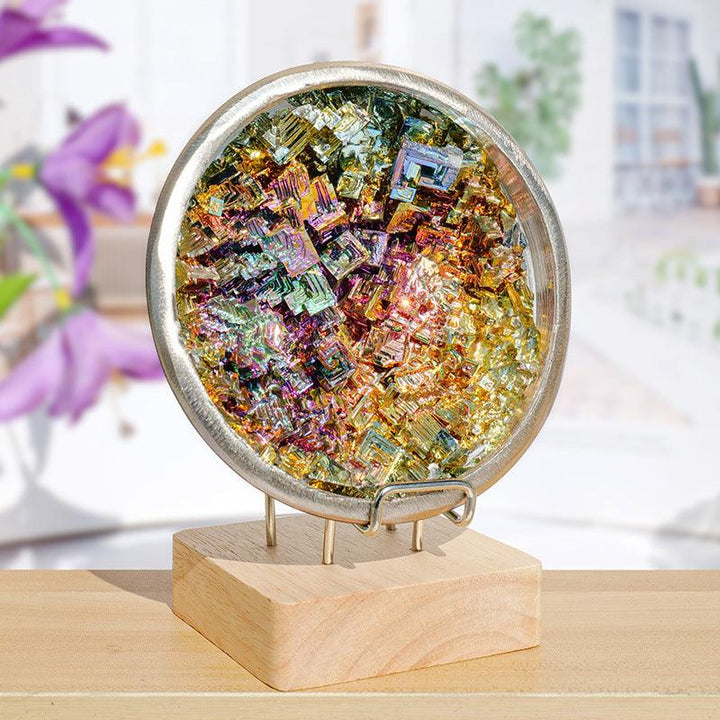 natural multicolored bismuth crystal treasure bowl ornament