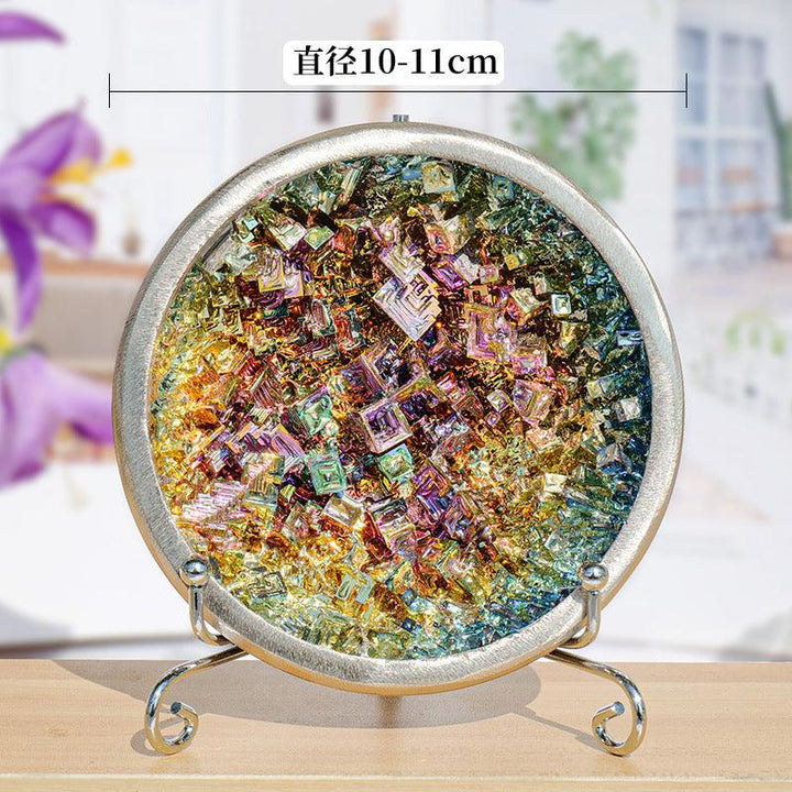 size of natural multicolored bismuth crystal treasure bowl ornament