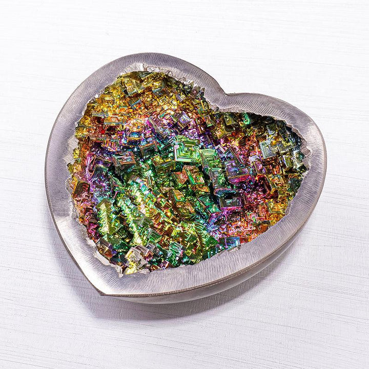 natural multicolored bismuth crystal treasure bowl ornament