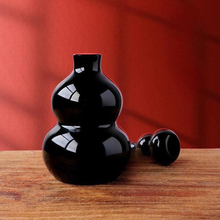 natural obsidian good fortune gourd feng shui ornament