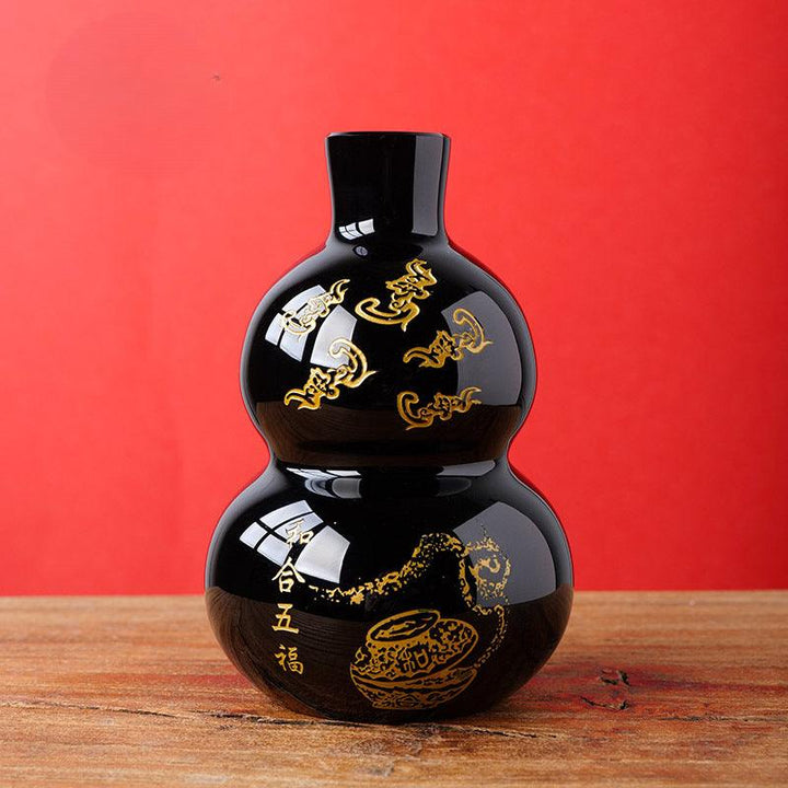 natural obsidian good fortune gourd feng shui ornament for five blessings