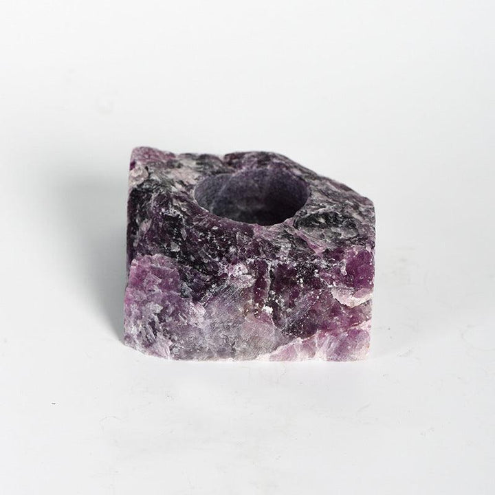 natural amethyst crystal raw stone candle holder