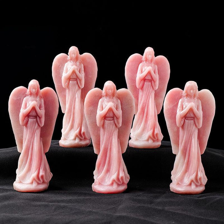 natural pink opal crystal angel carving ornament