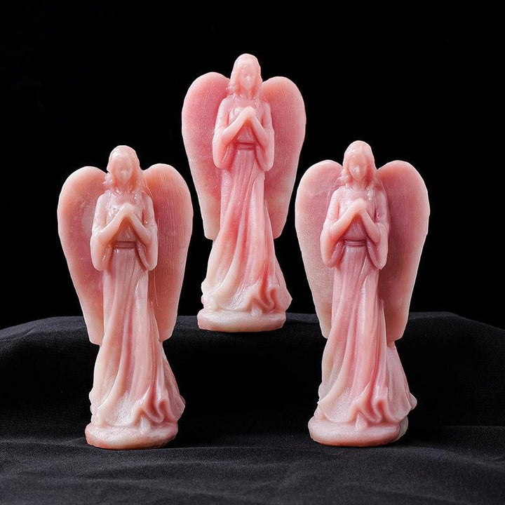 natural pink opal crystal angel carving ornament