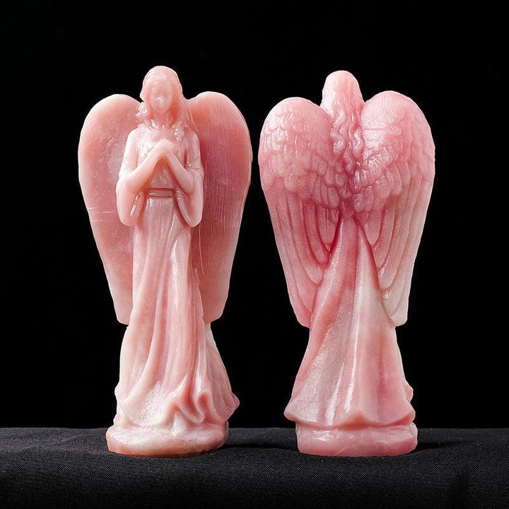 natural pink opal crystal angel carving ornament