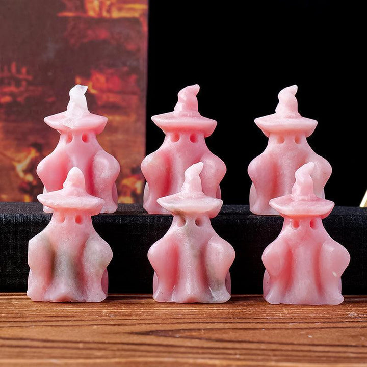 natural pink opal ghost crystal carving decor