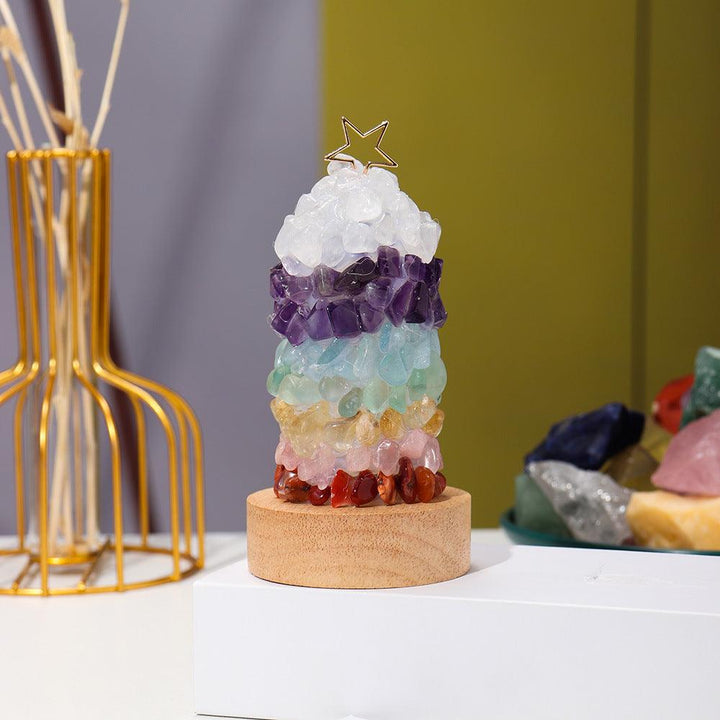 natural rainbow crystal christmas night light on the table