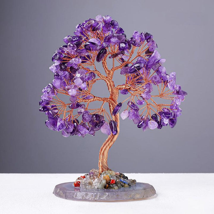 amethyst crystal wealth tree with agate base