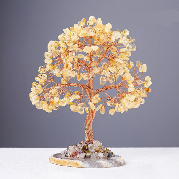 citrine crystal wealth tree with agate base