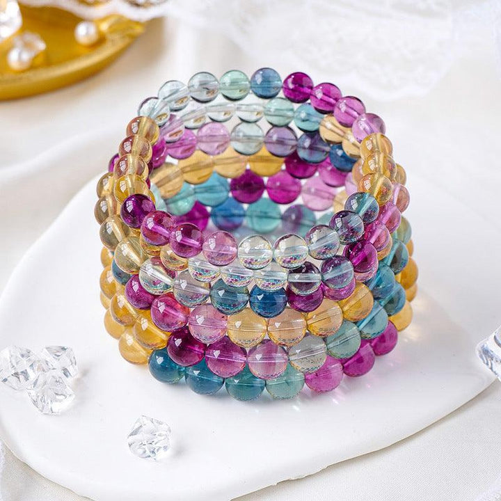 natural rainbow fluorite crystal bracelet