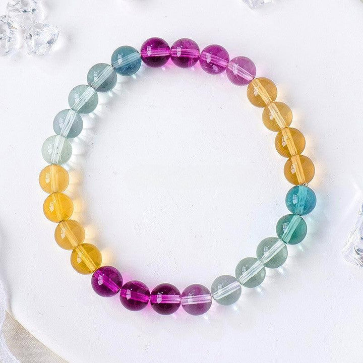 natural rainbow fluorite crystal bracelet 7mm