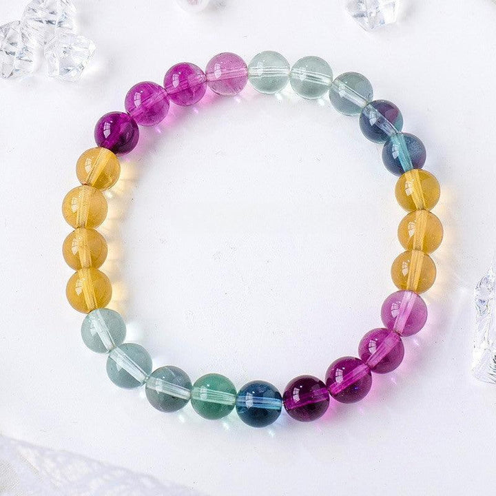 natural rainbow fluorite crystal bracelet 8mm