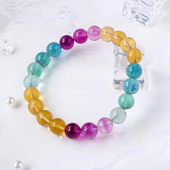 natural rainbow fluorite crystal bracelet 9mm