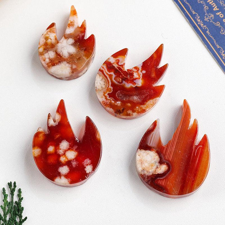 natural red agate flame carving home decor ornament
