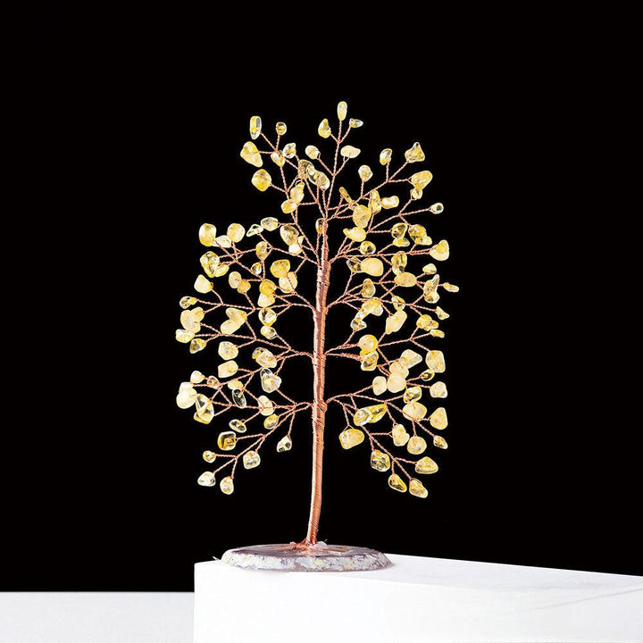 citrine tall crystal chip agate base wealth tree