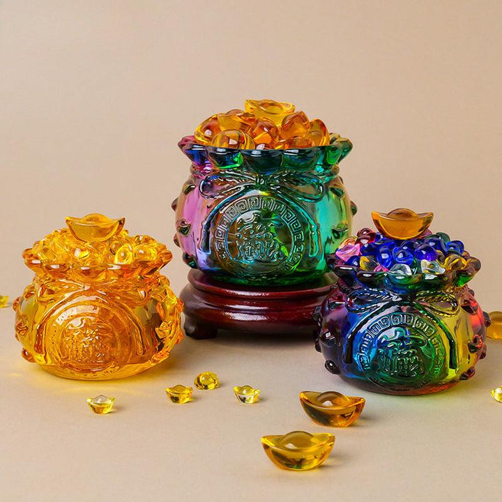 natural yellow citrine and glass wealth bowl ornament