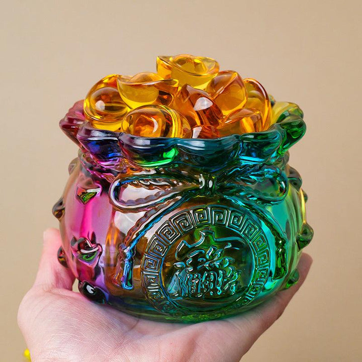 natural yellow citrine and glass wealth bowl ornament