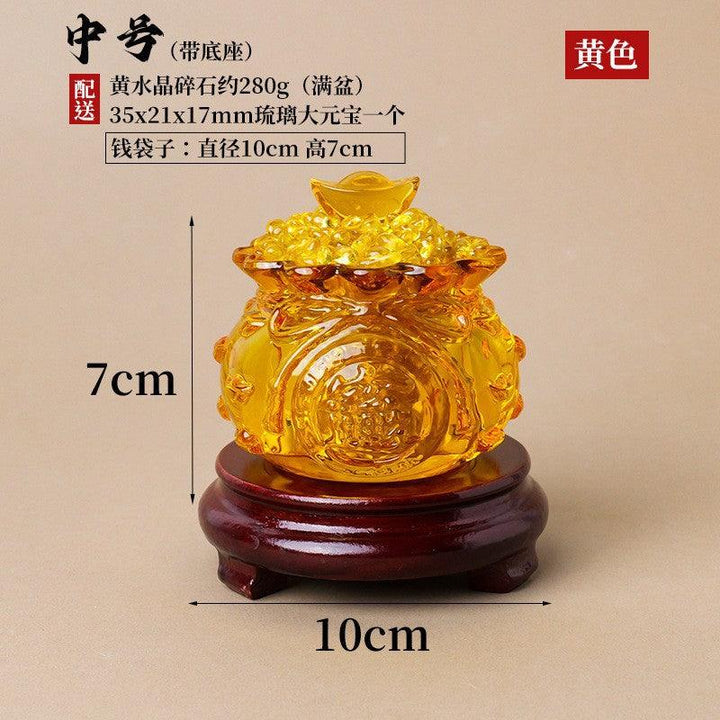 natural yellow citrine and glass wealth bowl ornament small with base