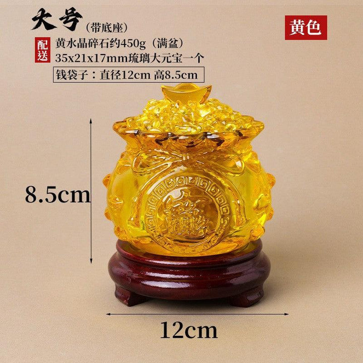 natural yellow citrine and glass wealth bowl ornament large with base