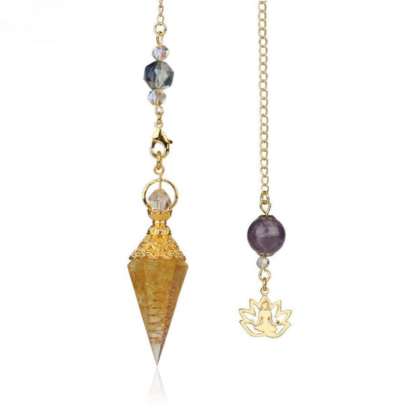 pendulum crystal gemstone hexagonal point pendant