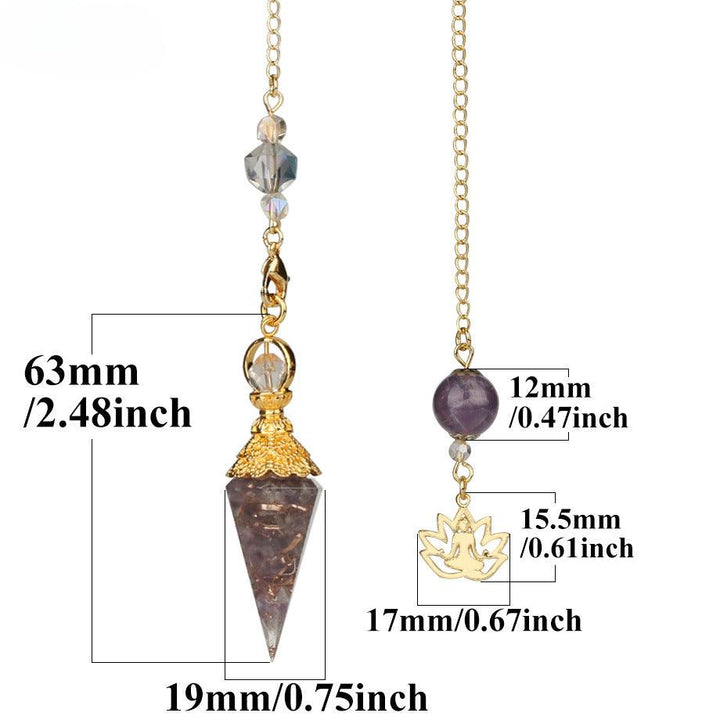 size of pendulum crystal gemstone hexagonal point pendant
