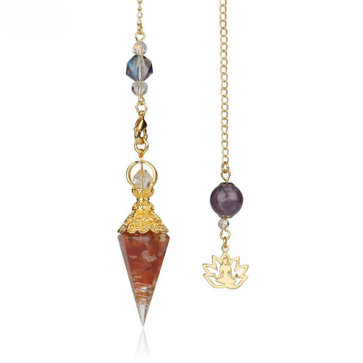 details of pendulum crystal gemstone hexagonal point pendant