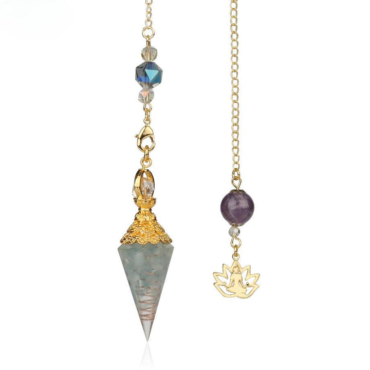 details of pendulum crystal gemstone hexagonal point pendant