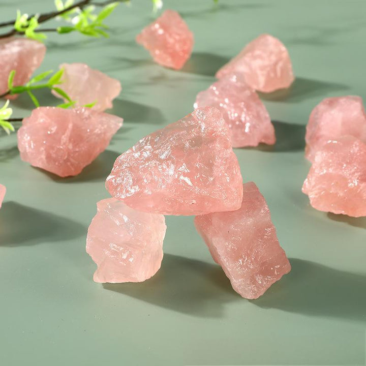 details of pink rose crystal raw stone natural gemstone