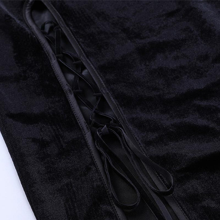 details of plus size black gothic vintage cheongsam long dress