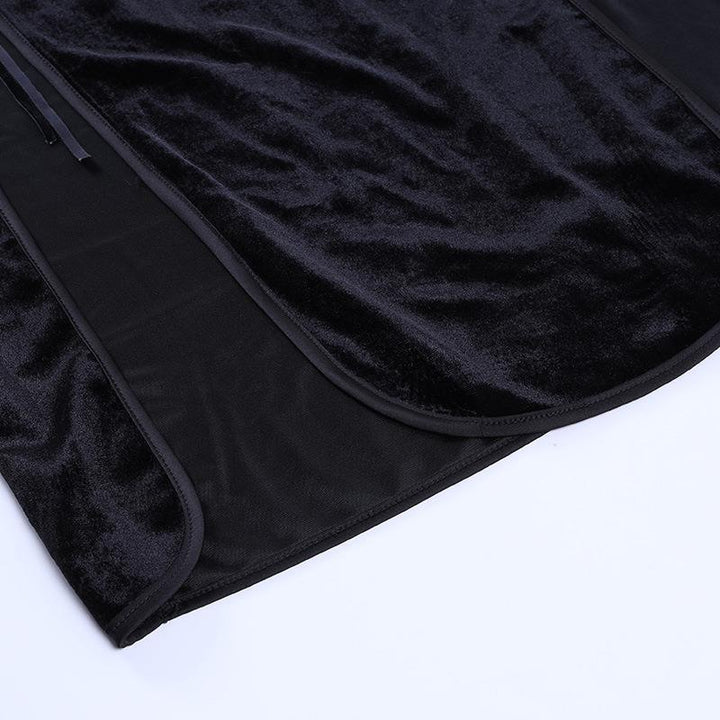 details of plus size black gothic vintage cheongsam long dress