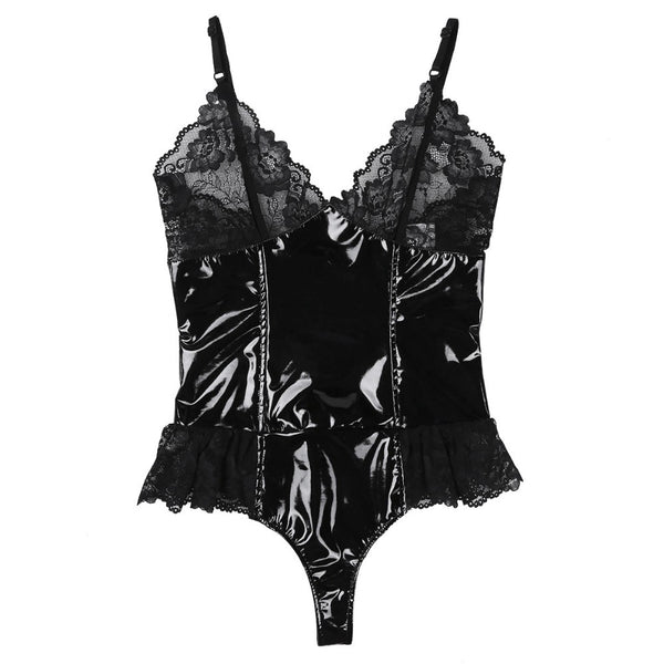 plus-size-black-sexy-patent-leather-mesh-gothic-lingerie