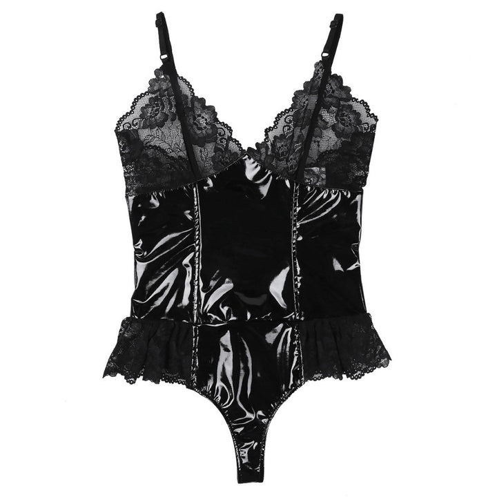 plus-size-black-sexy-patent-leather-mesh-gothic-lingerie