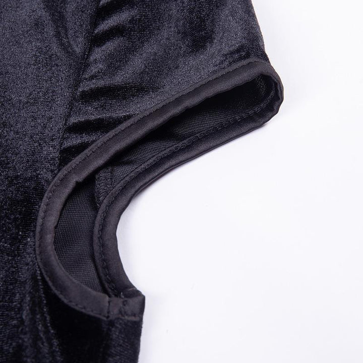 details of a plus size cheongsam style gothic velvet dress