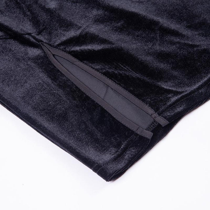 details of a plus size cheongsam style gothic velvet dress