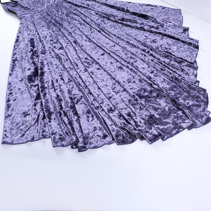 details of purple and black gothic velvet sexy long dress