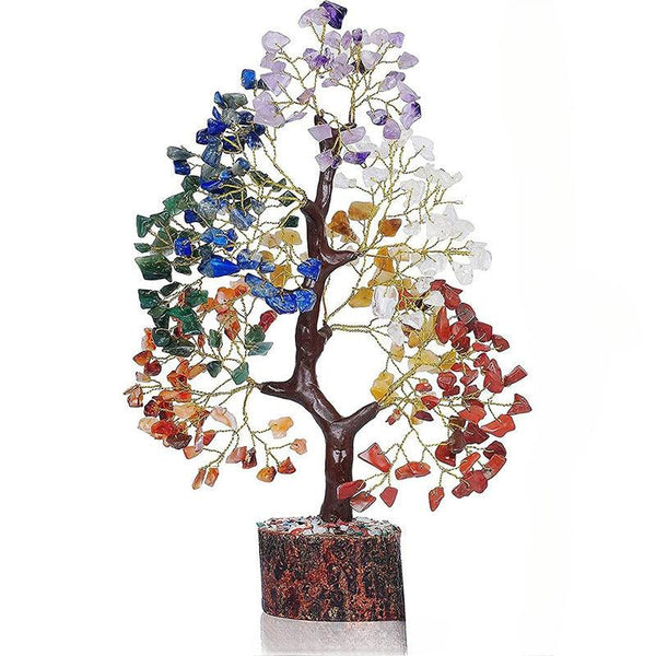 rainbow crystal bonsai tree with wooden base