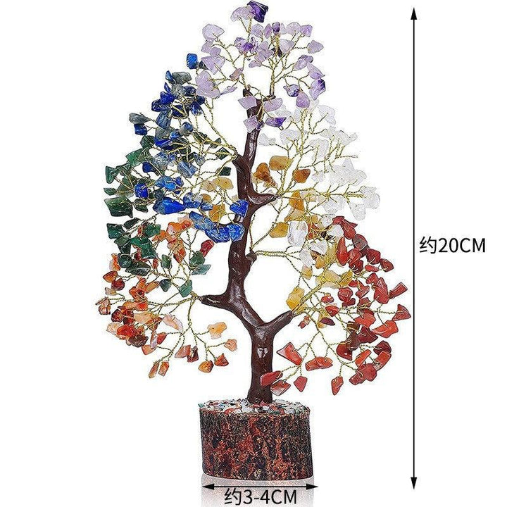 size of rainbow crystal bonsai tree with wooden base