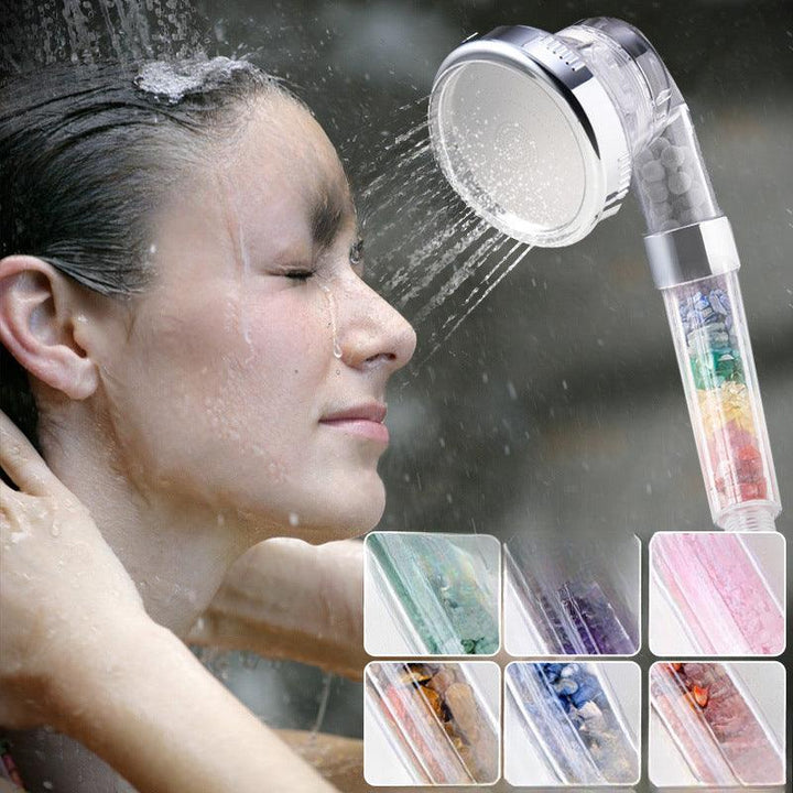 rainbow crystal stone multi layer filter shower head
