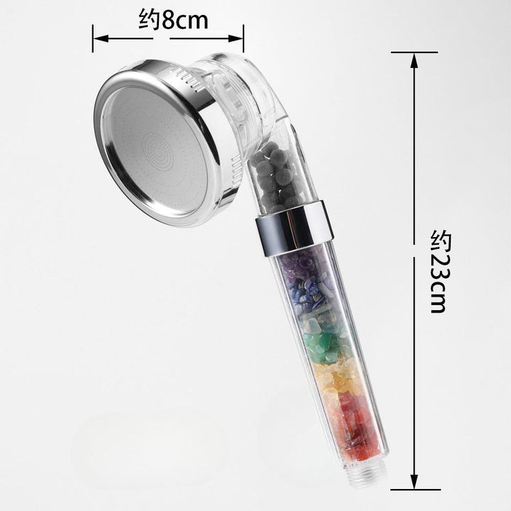 size of rainbow crystal stone multi layer filter shower head