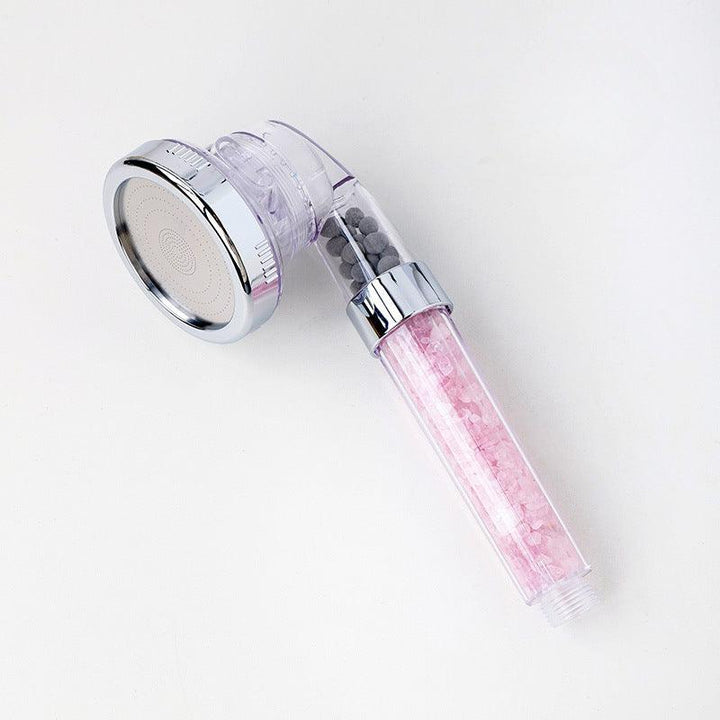 rose quartz crystal stone multi layer filter shower head
