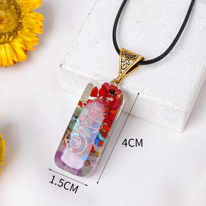 rainbow resin crystal orgone pendant 
necklace