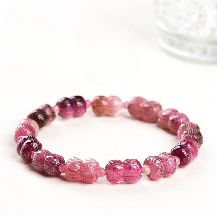 rainbow tourmaline lotus shape crystal bracelet