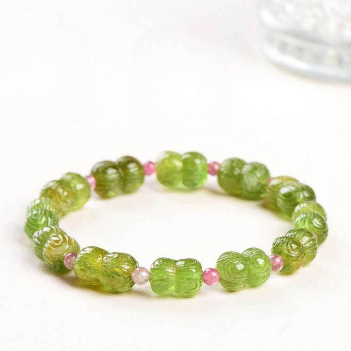 rainbow tourmaline lotus shape crystal bracelet
