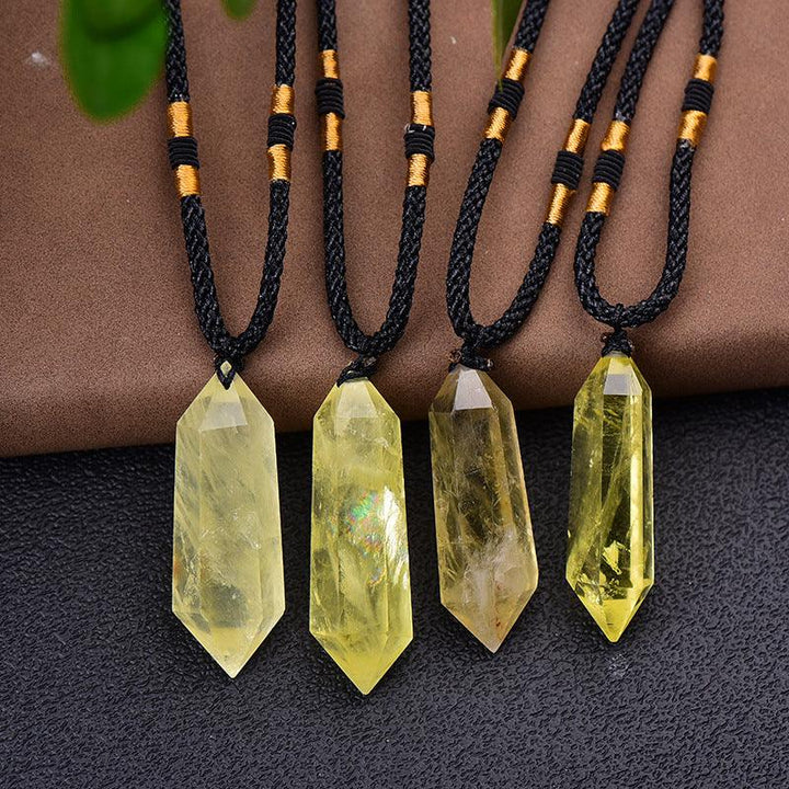 details of real crystal pillar pendant jewelry energy stone necklace